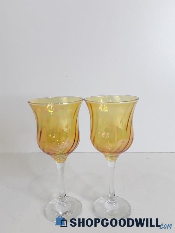 Lot 2 Pc Mid 20th Century Goblet Imperial Glass Cups VTG