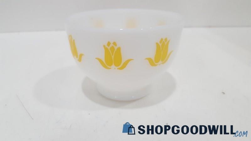 Mini Fire King Yellow Tulip Cottage Cheese Bowl