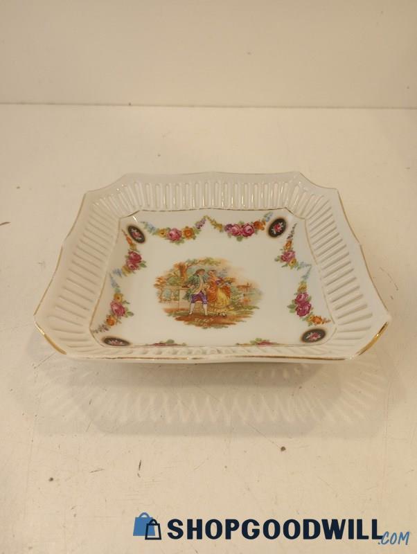 Vintage German Reticulated Square Porcelain Dish