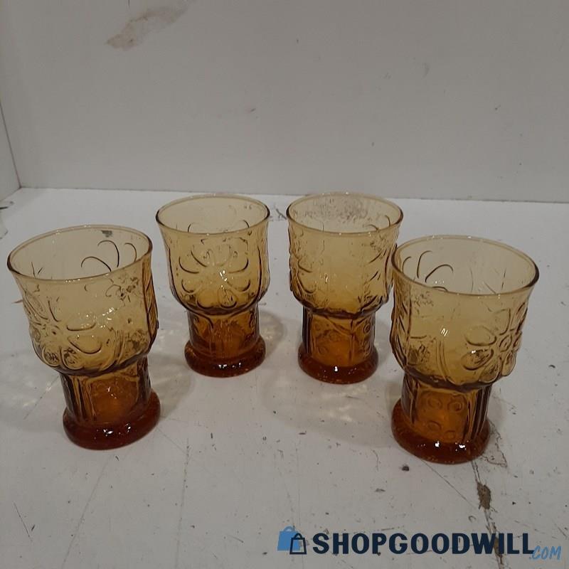 Unbranded Small Amber Color Cups 4 Pc