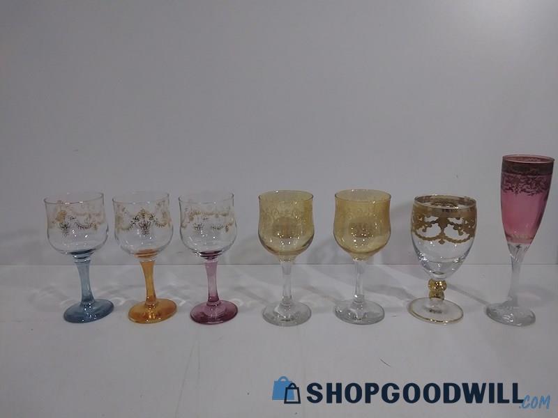 Unbranded Glass Goblet Set of 7 Assorted Styles