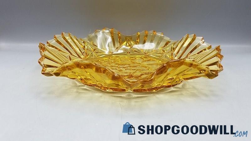 VTG Amber Federal Glass Fruit Pattern Fruit Bowl