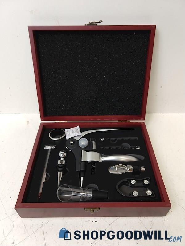 The Q Realty Group Wine Opener Set/Kit w/ Wooden Box/Case Kitchen Tools/Gadgets 