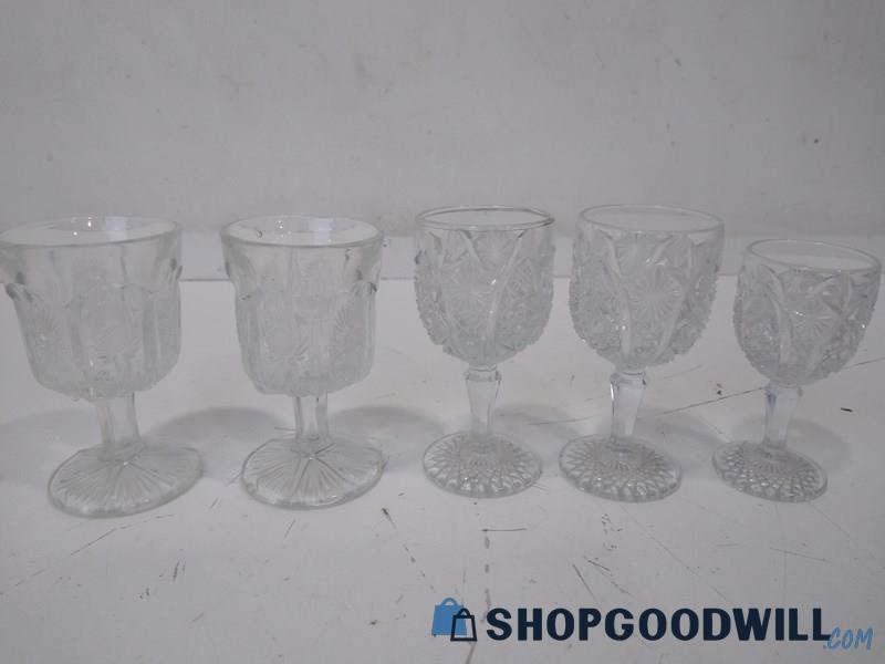 5 PC Miniature Crystal Glasses - Appears LIBBEY & VTG 