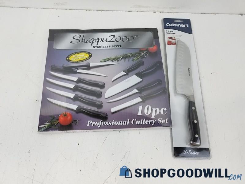 Shappu 2000 Stainless Steel 10pc Professional Cutlery & Cuisinart Knife Set