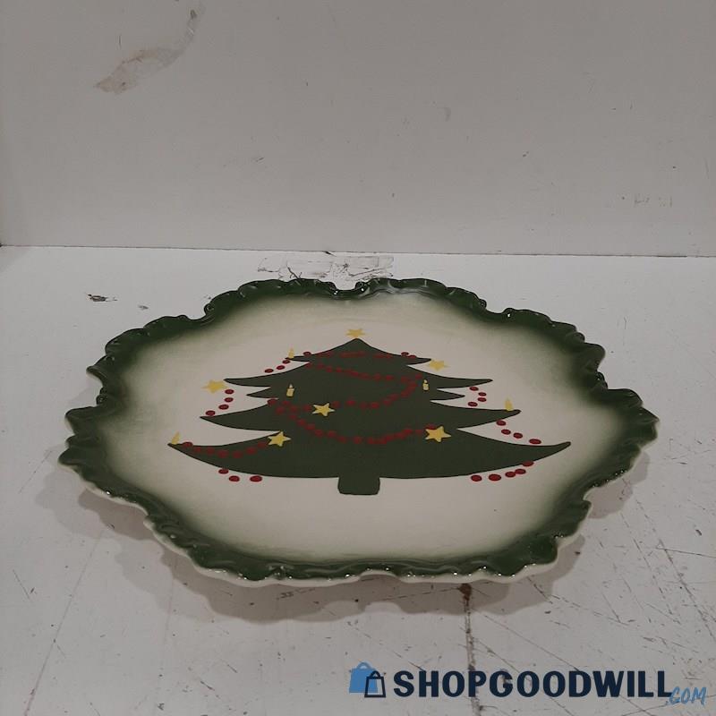 Unbranded Large Christmas Tree Green Plate 