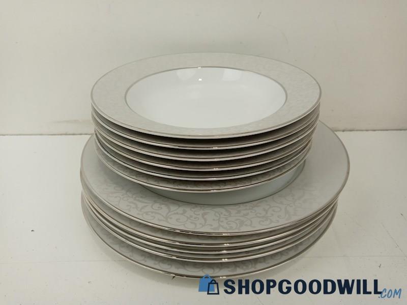 11pc Mikasa Plates Bowls Home Kitchen White Gray 