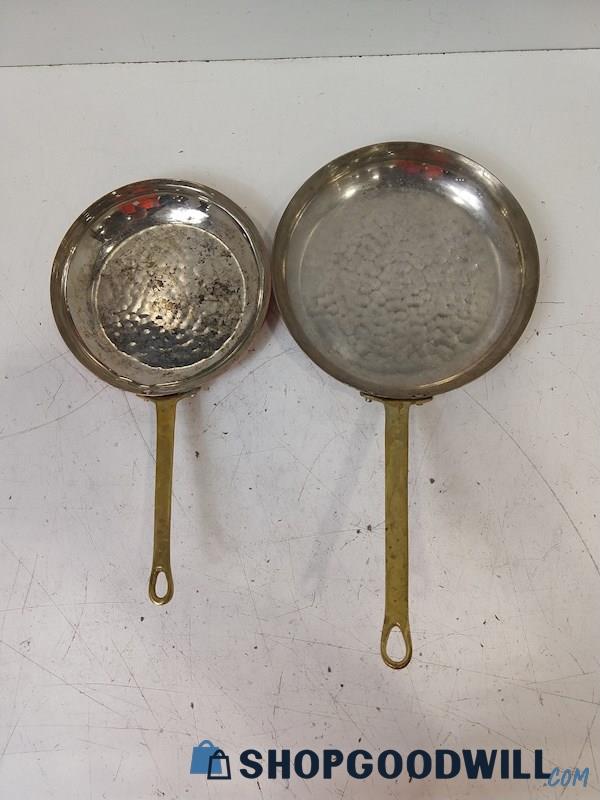 2 Brass Gold Handle Pans 8