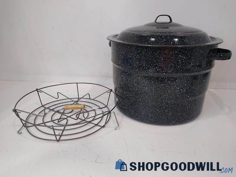 Large Black Speckled 15 Q Canning Stock Pot 