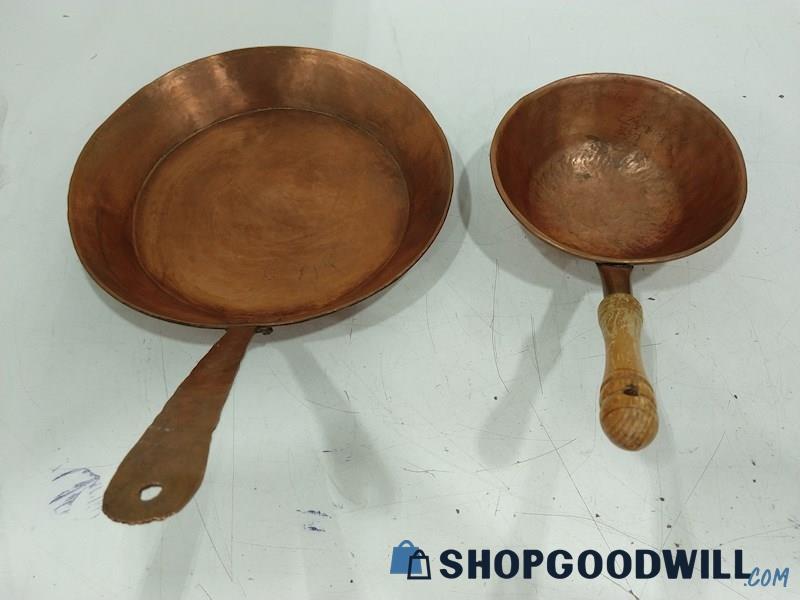 Set Of 2 Copper Frying Pan & Pan 