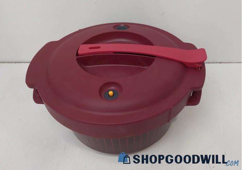 Tupperware Microwave Pressure Cooker 3 Quarts Burgundy/Cranberry 