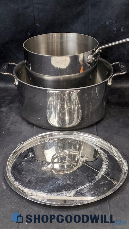 3pcs All-Clad Stainless Steel Stock/Sauce Pots Pans W/ Lid Kitchen Cookware