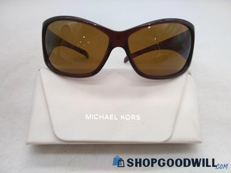 Michael Kors Women's Dark Brown Plastic Oversized Frame Sunglasses 