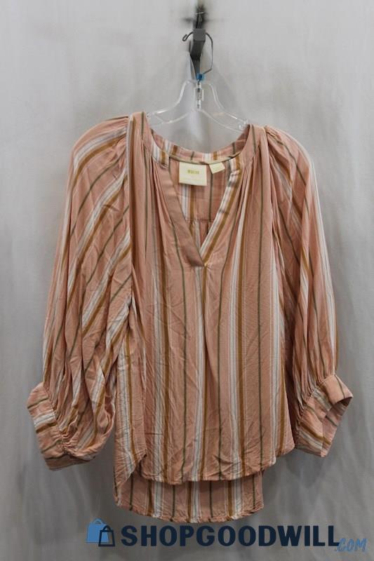 Anthropologie Womens Pink/Orange Stripe Blouse SZ XS