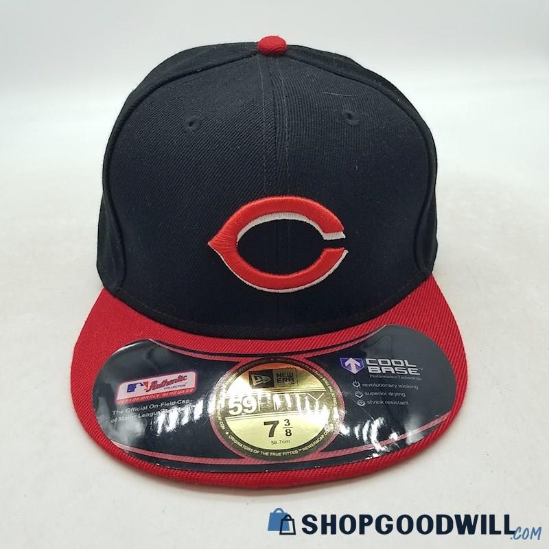 MLB Cincinnati Reds New Era 59Fifty Cool Base Black/Red Fitted Hat 7 3/8