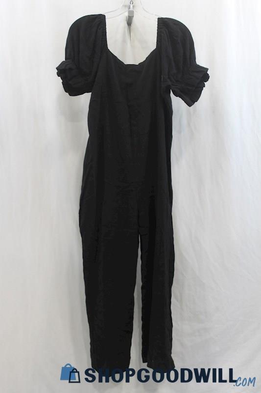 NWT Bohme Women's Black Puffer Sleeve Jumpsuit SZ L