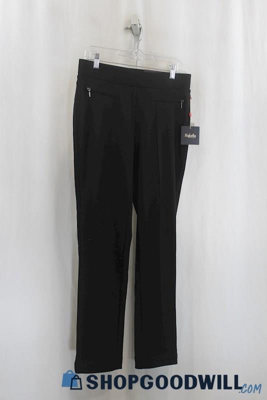 NWT Rafaella Womens Black Zipper Detail High-Rise Straight Dress Pants Sz 8