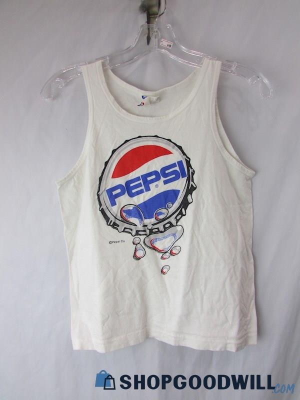 Pepsi Women's Vintage White Pepsi Print Tank Top SZ M