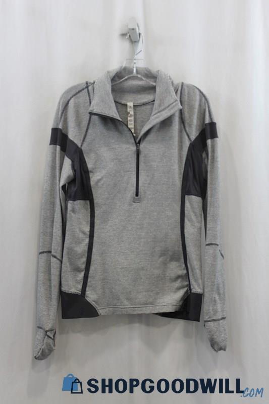 Lululemon Womens Heather Gray Stripe 1/2 Zip Sweater Sz 12