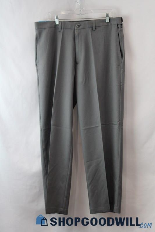 NWT Haggar Men's Gray Pleated Performance Dress Pants sz 36x29