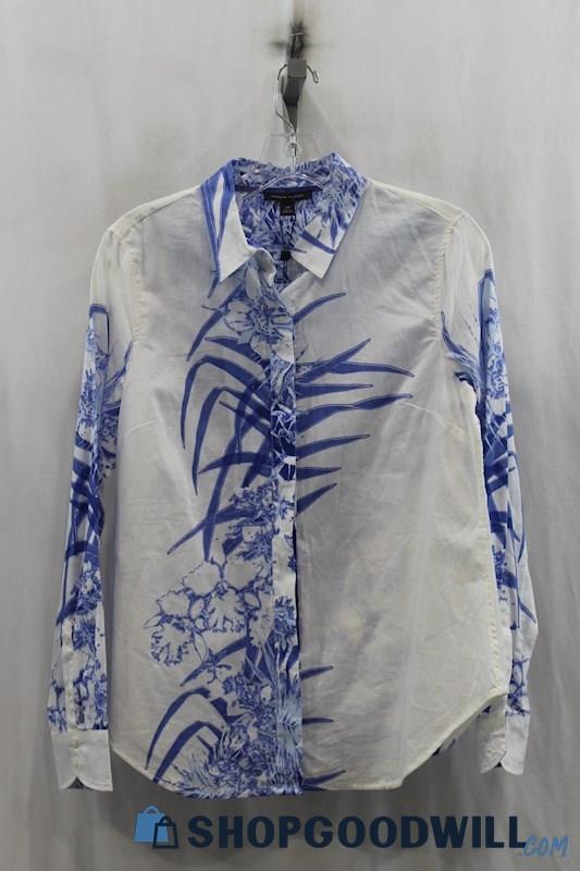 NWT Tommy Hilfiger Mens Blue/White Floral Leaf Button Down Shirt Sz S