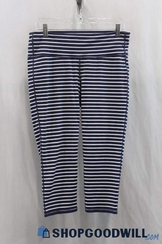 Athleta Women's Navy/White Stripes Crop Legging Pant SZ 12