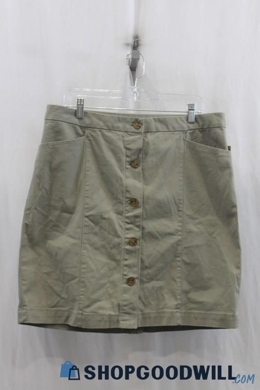 NWT Duluth Trading Womens Olive Green Button Down Skirt Sz 14