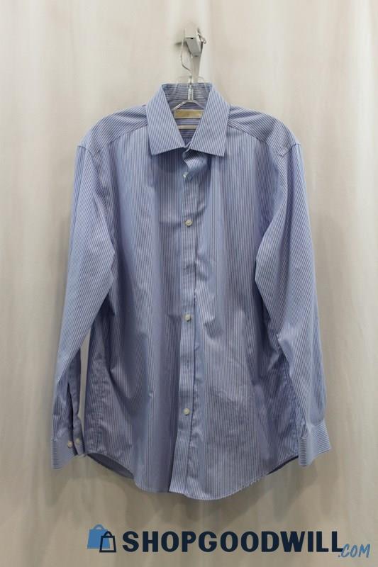 Michael Kors Mens Blue/White Stripe Dress Shirt Sz 16-32/33