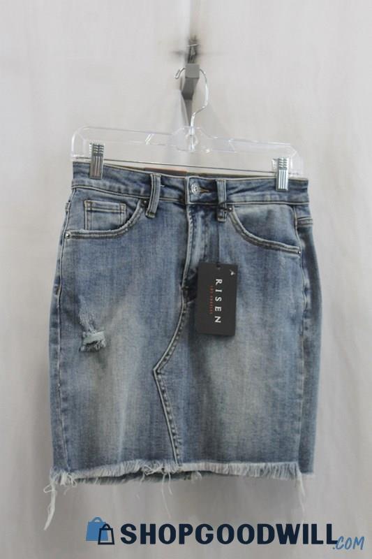 NWT Risen Womens Blue Washed Denim Pencil Skirt Sz S