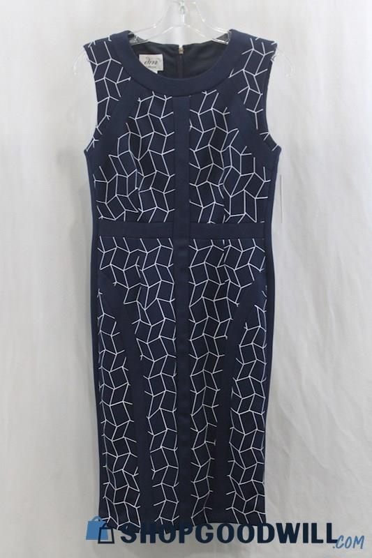 NWT DM Collection Women's Navy/White Abstract Pattern Tank Dress SZ 4