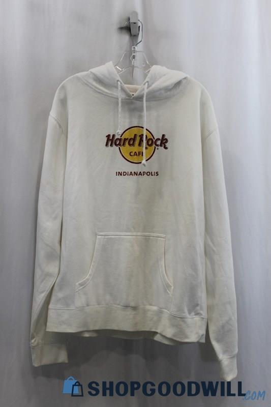 NWT Hard Rock Cafe Mens White Graphic Hoodie Sz 2XL