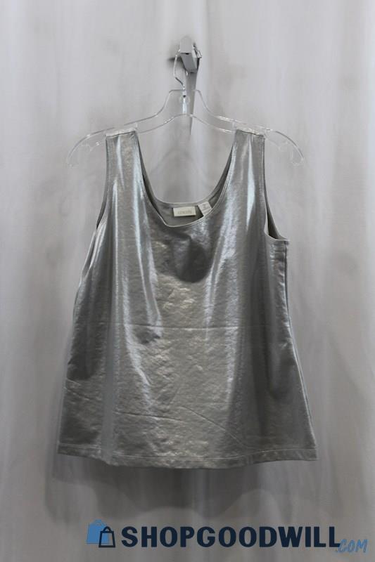 Chicos Womens Silver Chrome Tank Top Sz L