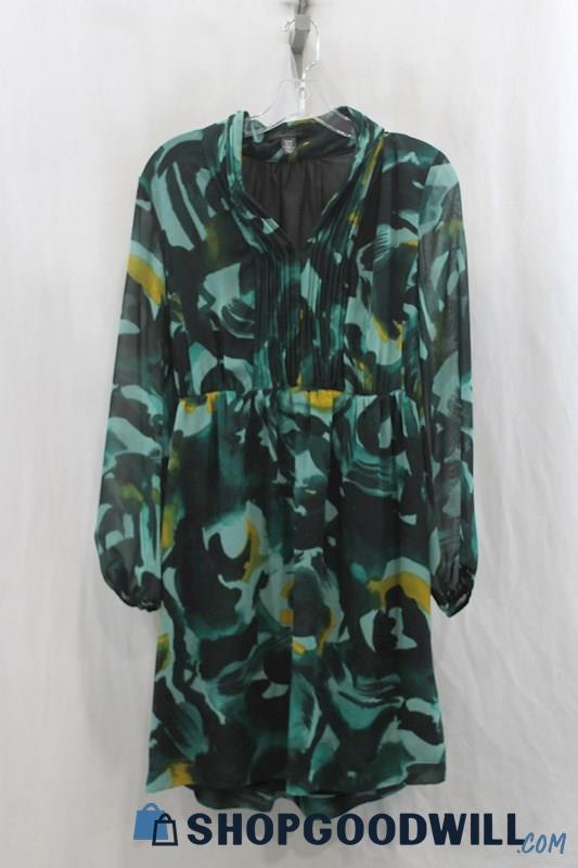 Kenneth Cole Womens Green/Yellow Abstract Pattern Shift Dress Sz 2