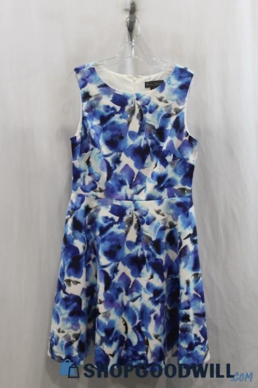 Jessica Howard Womens Blue/White Floral Flare Dress Sz 6