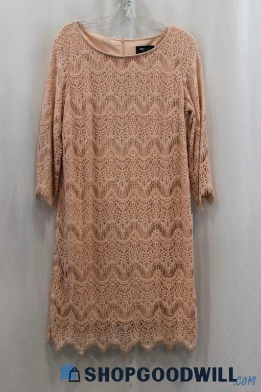 NWT RN Studio Women's Pink Lace Long Sleeve Sheath Dress SZ 14