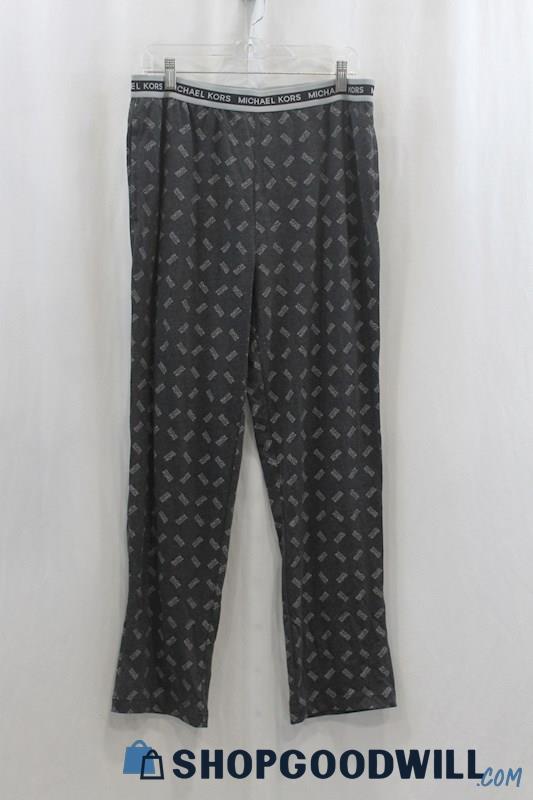 Michael Kors Women's Gray/Black Logo Pattern Pull On Pant SZ M