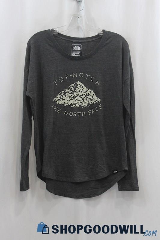 The North Face Women's Heather Gray Logo Graphic Pullover Sweatshirt SZ M