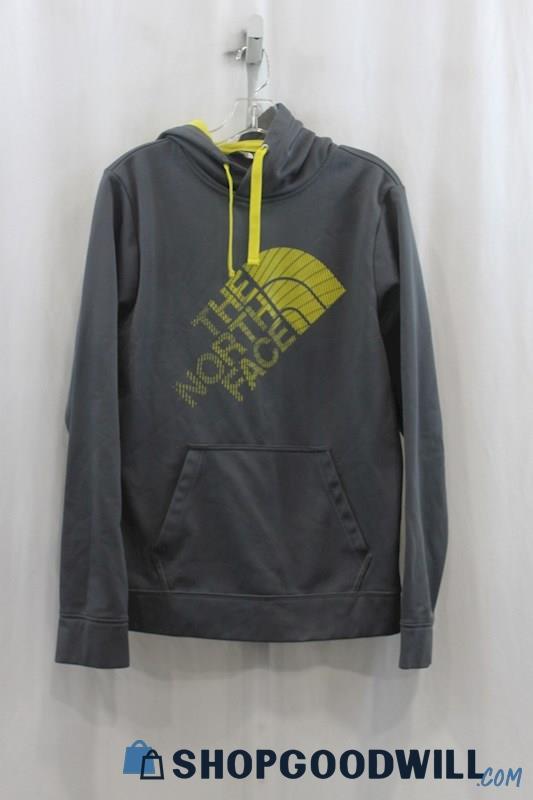 The North Face Men's Gray/Yellow Logo Graphic Pullover Hoodie SZ S