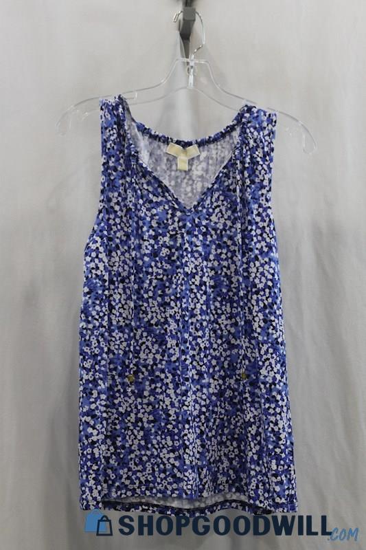 NWT Michael Kors Womens Blue/White Floral Tank Blouse Sz S