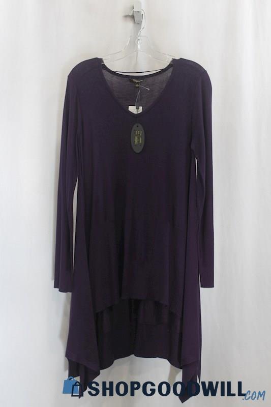 NWT Cupio Womens Purple Knit Shark Bite Tunic Sweater Sz L