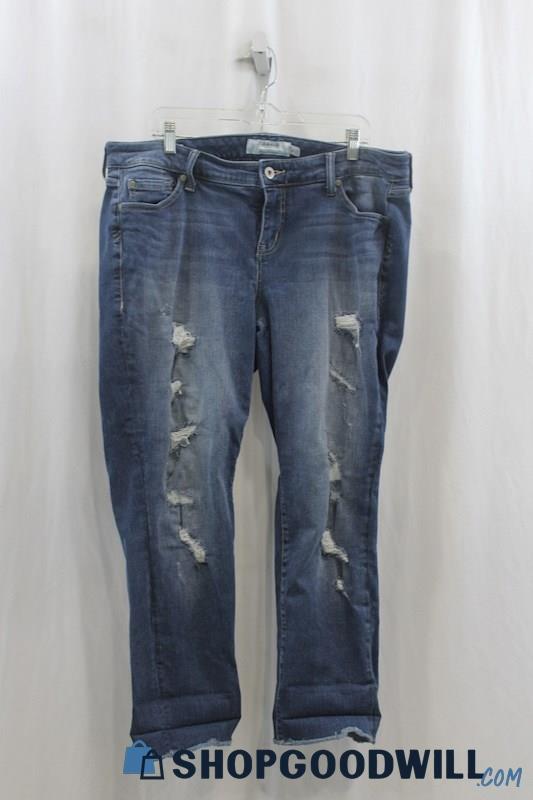 Torrid Women's Blue Wash Ripped Crop Jean SZ 16