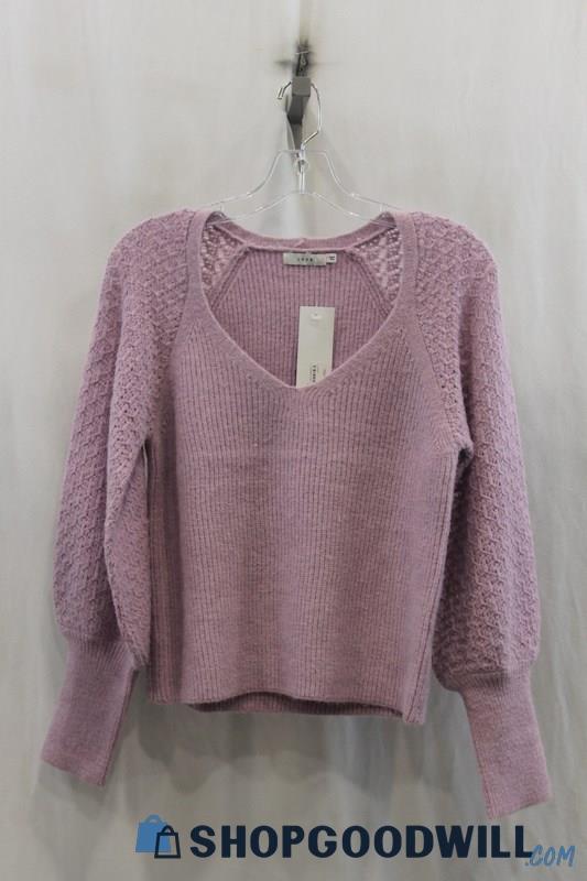 NWT Lush Womens Lilac Tube Sleeve Knit Sweater Sz S