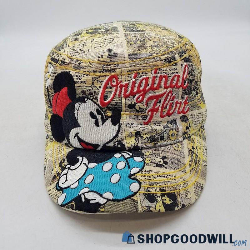 Disney Minnie Mouse Original Flirt Comic Panel Yellow Cotton Adjustable Hat