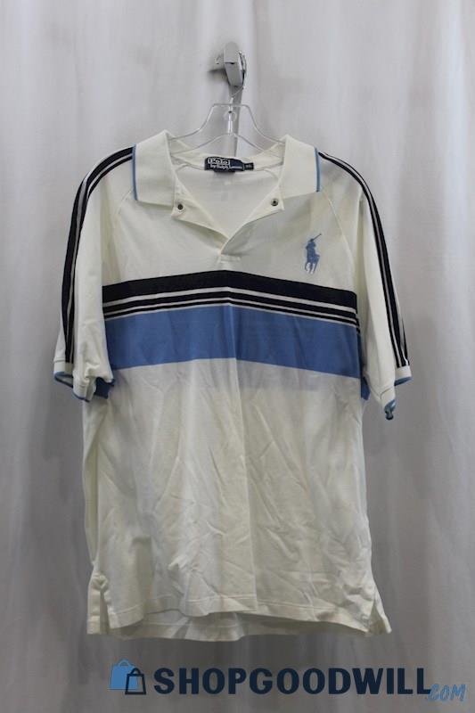 Polo Ralph Lauren Mens Ivory/Blue Polo Shirt Sz XL