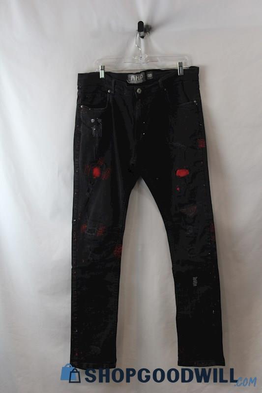 AHP Men's Red/Black Patched Straight Leg Jean SZ 38