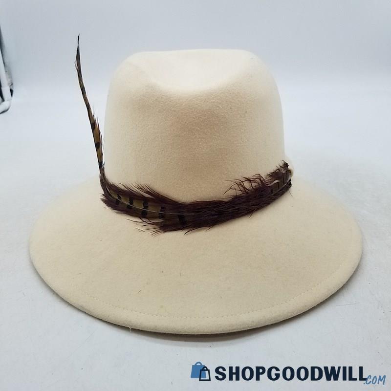 Prophet Brown Side Feather Cream Felt Trilby Hat