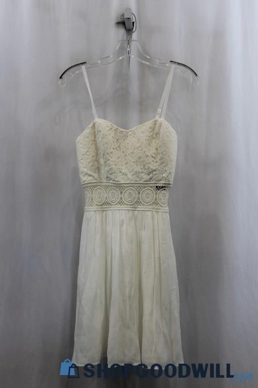 NWT ByBy Womens White Lace Pleated Sundress Sz 9