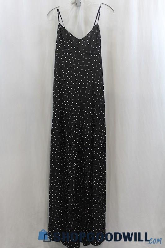 NWT Blue Buttercup Women's Blue/White Dot-a-Pot Wide Leg Jumpsuit SZ L