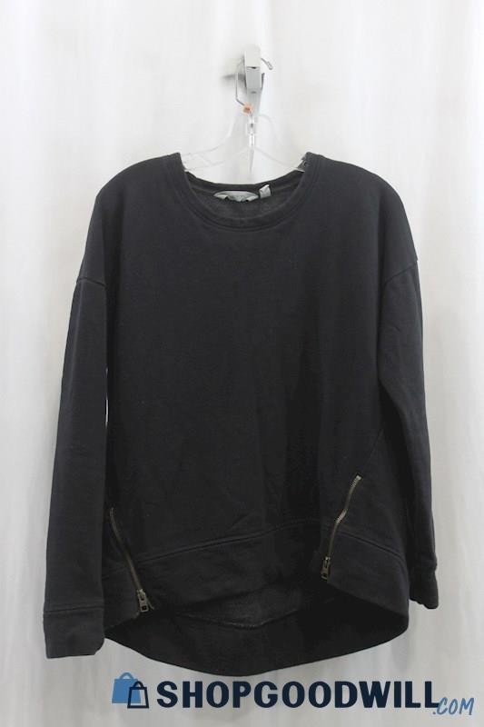 Athleta Womens Black Zipper Detail Crewneck Sweater Sz S