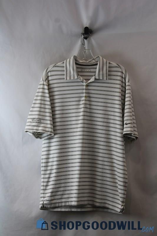 Nike Golf Men's Gray Striped Performance Polo SZ M